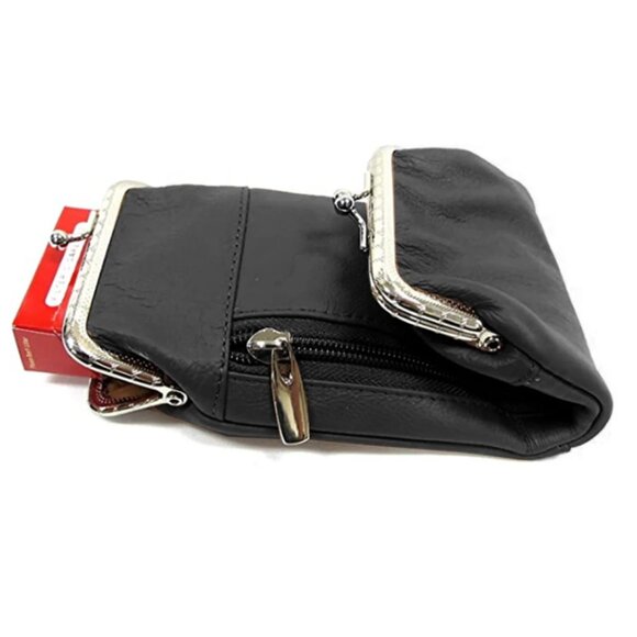 ROMA LEATHER Cigarette Case Holder with Purse Coin Purse- Black 💸 - Picture 3 of 7